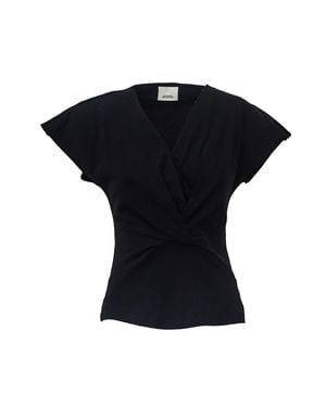Isabel Marant Nadrine Modern Shoulder Pads V-Neck Shirt - Black