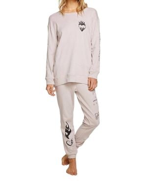 Chaser Brand Flaming Heart Pullover - Multicolor