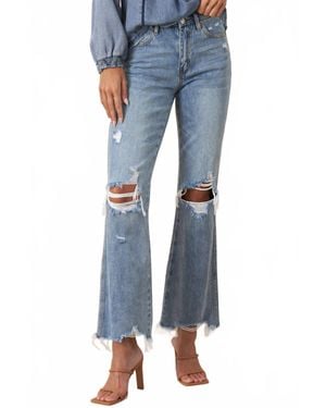 Insane Gene Mid Rise Crop Flare Denim Jeans - Blue