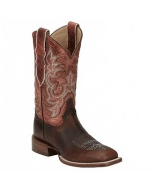 Justin Dusty Cowhide Western Boot - Brown