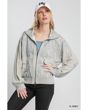 TRUEDAMES Two-Way Jacquard Zip-Up Jacket - Gray