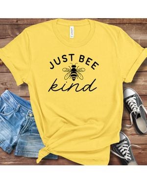 TRUEDAMES Bee Kind Farmhouse Graphic Tshirt - Yellow