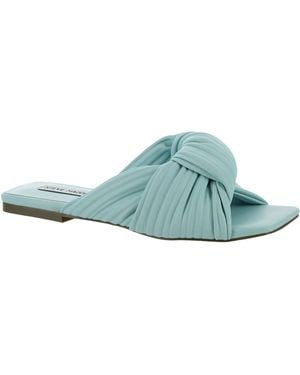 Steve Madden Mentor Faux Leather Knot Front Slide Sandals - Blue