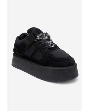 Forever & Always Shoes Riven Leather Platform Sneaker - Black