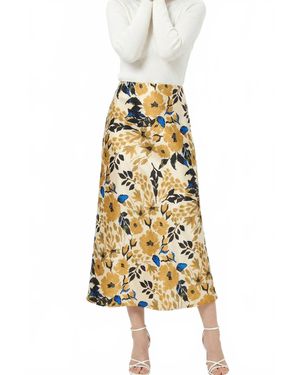 Miss Sparkling Satin Floral Print Skirt - Metallic