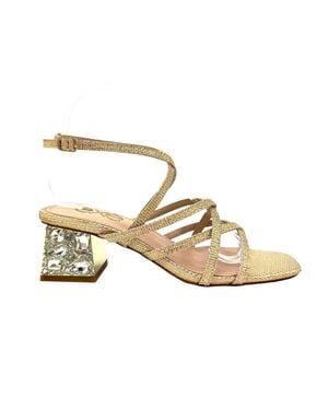 Exe' Emma-329 Block Heel Sandal - Metallic