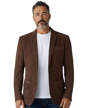 Infinity Leather Italian Suede Leather Blazer Jacket - Brown