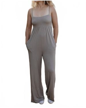 Allie Rose Bailey Babydoll Jumpsuit - Gray