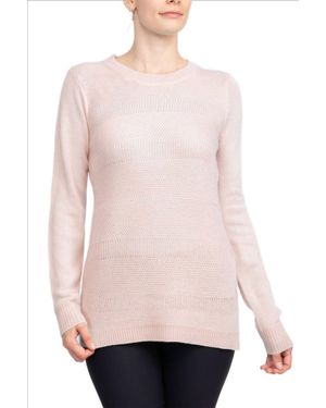 Lissy Crew Neck Long Sleeve Solid Knit Top - Pink