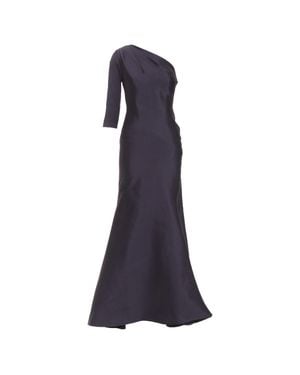 Oscar de la Renta Silk Corset Mermaid Gown - Blue