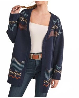 ..,merci Delmount Western Knit Sweater Cardigan - Blue