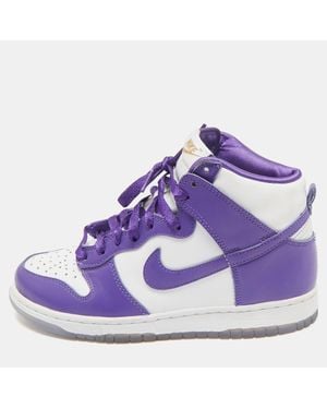 Nike Leather Dunk High High Top Sneakers - Purple