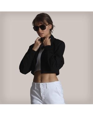 Members Only Mini Cropped Racer Jacket - Black