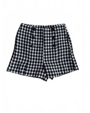 Mittoshop Plaid Button Detail Shorts - Black