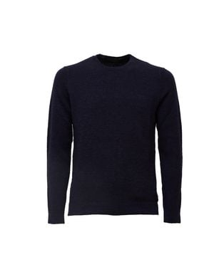 Zanone Textured Honeycomb Knit Sweater With Classic Crew Neckline - Blue