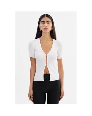 Lamarque Aurelie Rib Knit Short Sleeve Top - White