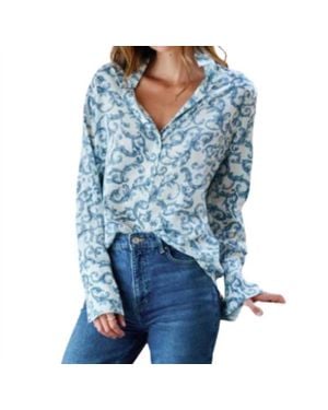 Catherine Gee Daria French Cuff Silk Blouse - Blue
