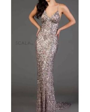 Scala 2 Tone Cami With Sequins And Beads Dress - Gray