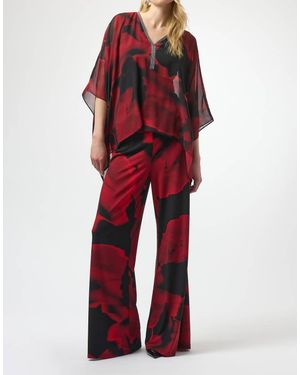 Joseph Ribkoff Floral Mid-Rise Pants - Red