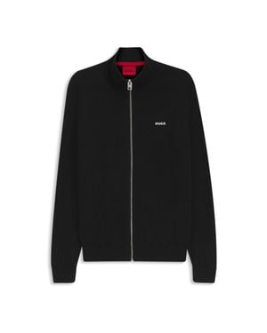 HUGO Logo-Detail Knit Jacket - Black