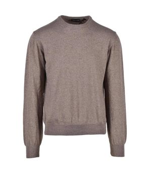 SPADALONGA Wool-Blend Pullover Sweater - Brown
