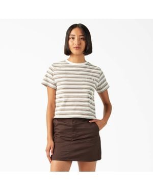 Dickies Large Striped Cropped Pocket T-Shirt - Brown