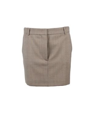 Sportmax Checkered Wool-Polyester Blend Mini Skirt - Gray