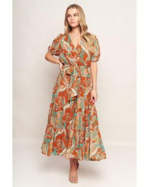TRUEDAMES Can'T Live Without Rust Woven Midi Dress - Natural