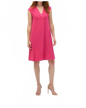 Joseph Ribkoff V-Neck Cap Sleeve Trapeze Dress - Pink