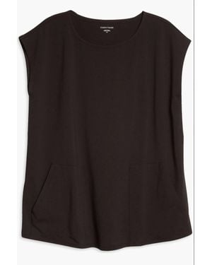 Eileen Fisher Jewel Neck Boxy Jersey Tunic - Black