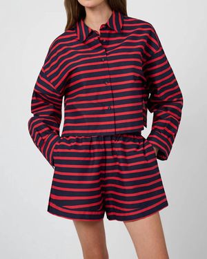 WeWoreWhat Long Sleeve Crop Button Down Shirt - Red