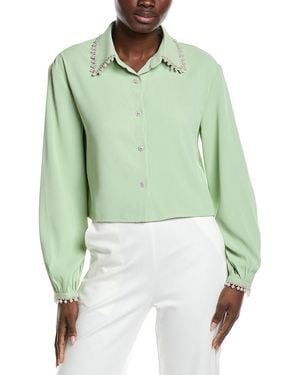 Gracia Pearl Beaded Crop Top - Green