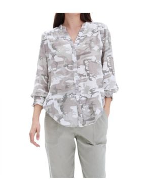 Chrldr Jenny Collarless Shirt - Gray