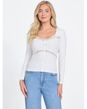 Guess Lima Lace-Trim Top - White