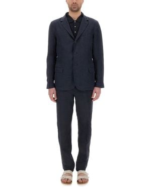 120% Lino Single-Breasted Suit - Blue
