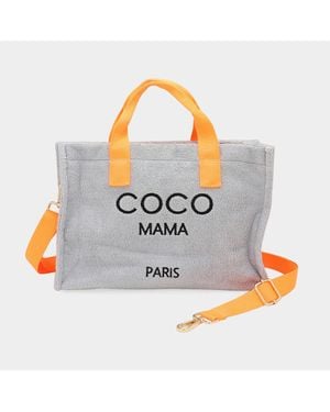 Fashnzfab Coco Mama Message Pointed Terry Small Tote Bag Crossbody Bag - Metallic
