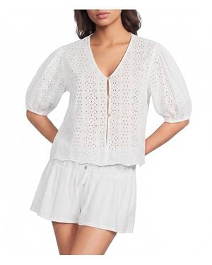 Elan Button Front Blouse - White