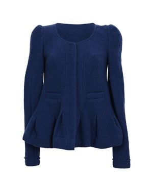 Carven Zip-Up Peplum Blazer - Blue