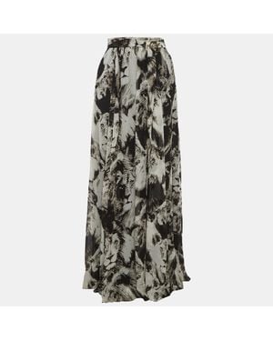 Roberto Cavalli Print Silk Maxi Skirt - Gray