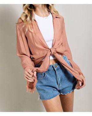 Gigio Fringe Sleeve Front Tie Bolero - Blue