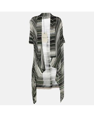 424 Marina Rinaldi Stripe Stretch Lurex Knit Cardigan - Green