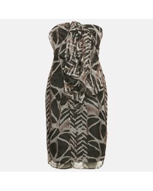 BOSS Abstract Print Strapless Mini Dress - Black