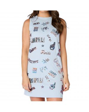Stewart Simmons Florida Sequin Spirit Sleeveless Dress - Blue
