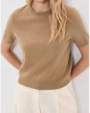 Vince Wool & Cashmere-Blend Short-Sleeve Sweater - Natural