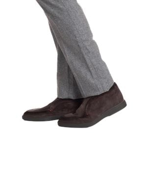 Santoni Suede Slip-On With Rubber Sole - Black