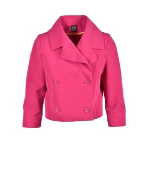 LVL LEVEL VIBES LEVEL Fuchsia Cropped Polyester-Blend Jacket - Pink
