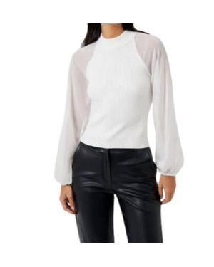 French Connection Melody High Neck Top - White