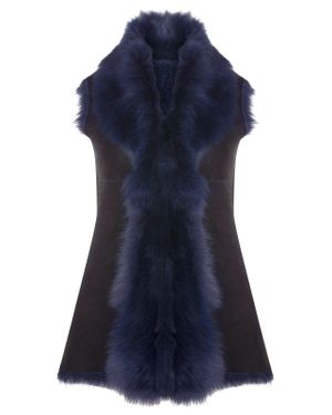 Infinity Leather Toscana Sheepskin Long Gilet-Sorocaba - Blue
