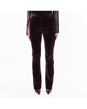 Ferragamo Ferragamo Straight-Leg Flock Velvet Trouser - Black