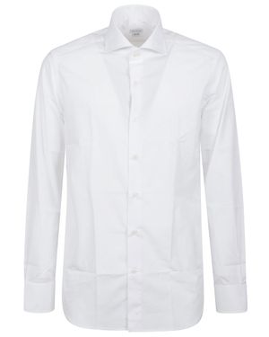 Orian Long Sleeve Slim Cotton Shirt - White